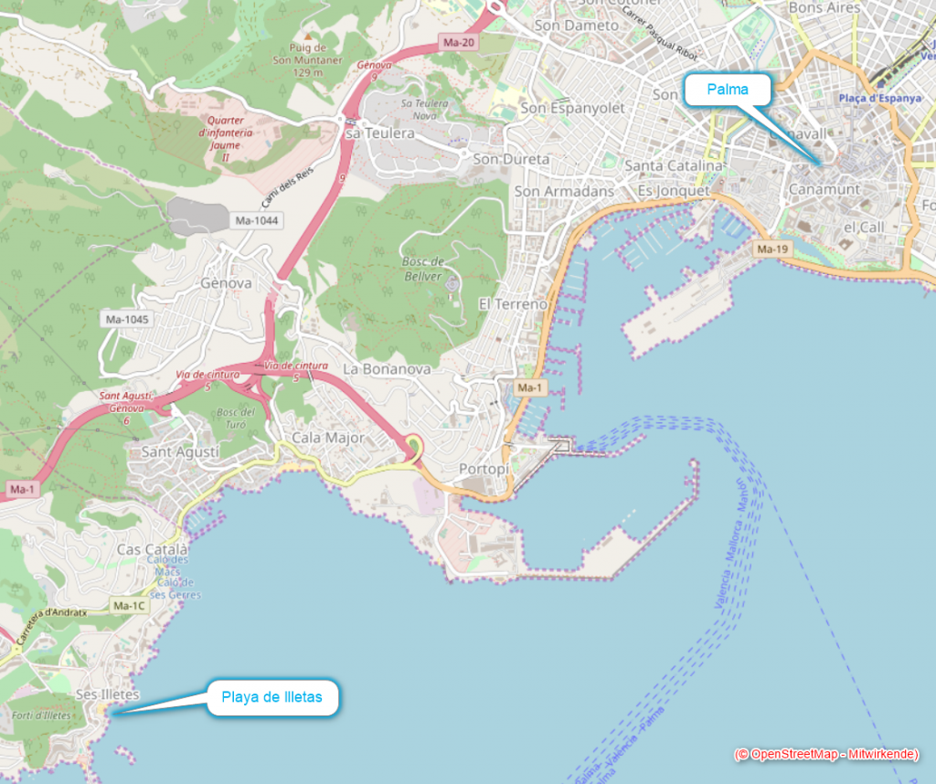 Playa de Illetas, Mallorca (© OpenStreetMap - Mitwirkende)