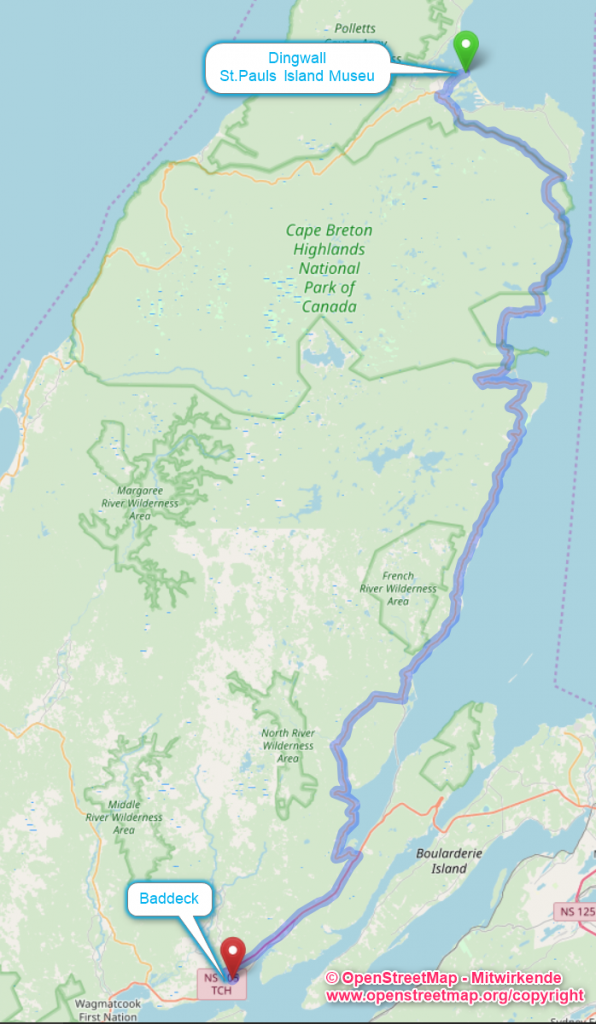 Route Dingwall - Baddeck (OpenStreetMap - Mitwirkende)