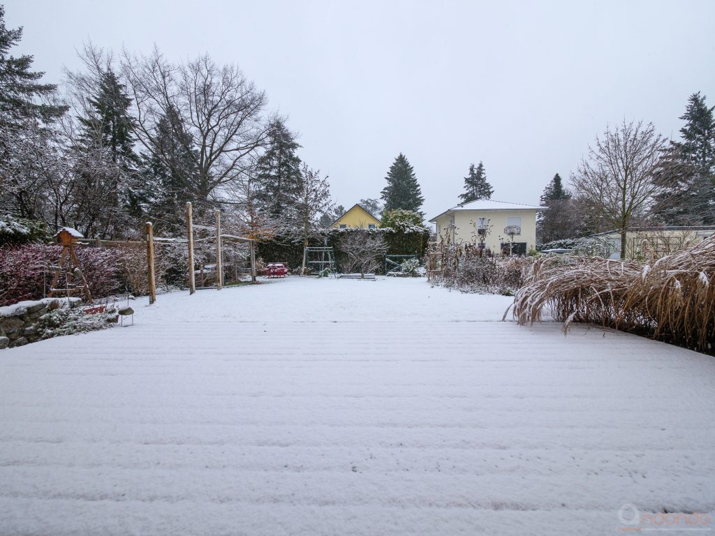 Erster Schnee im Garten