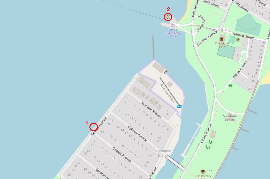 Algonquin Island und Wards Island (© OpenStreetMap-contributors , Daten von OpenStreetMap - Veröffentlicht unter ODbL)