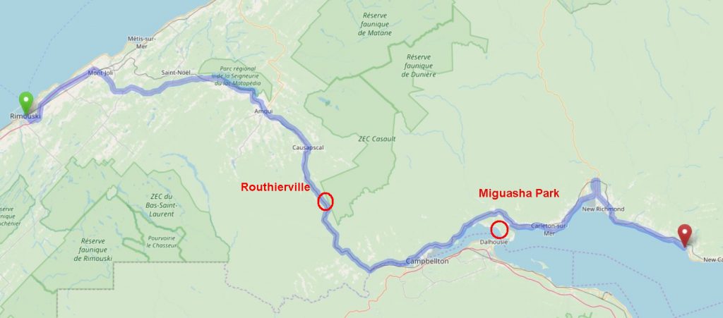 Route Rimouski - Bonaventure (© OpenStreetMap-contributors, Daten von OpenStreetMap - Veröffentlicht unter ODbL