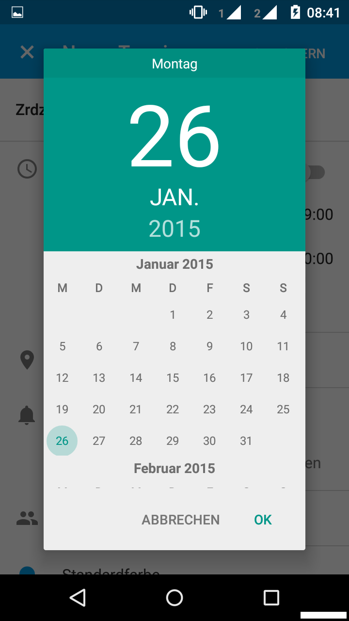 Moto G - Lollipop 5.0.2 Kalender - Monatsübersicht