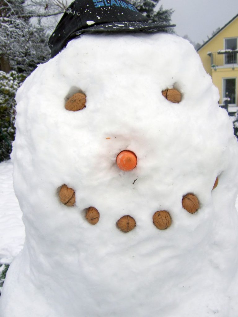 Schneemann im Garten