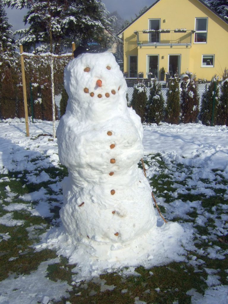 Schneemann im Garten