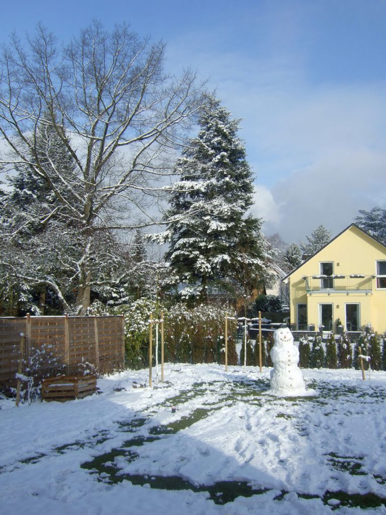 Schneemann im Garten