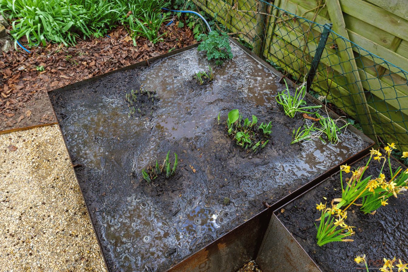 Erste Hosta eingesetzt und angegossen