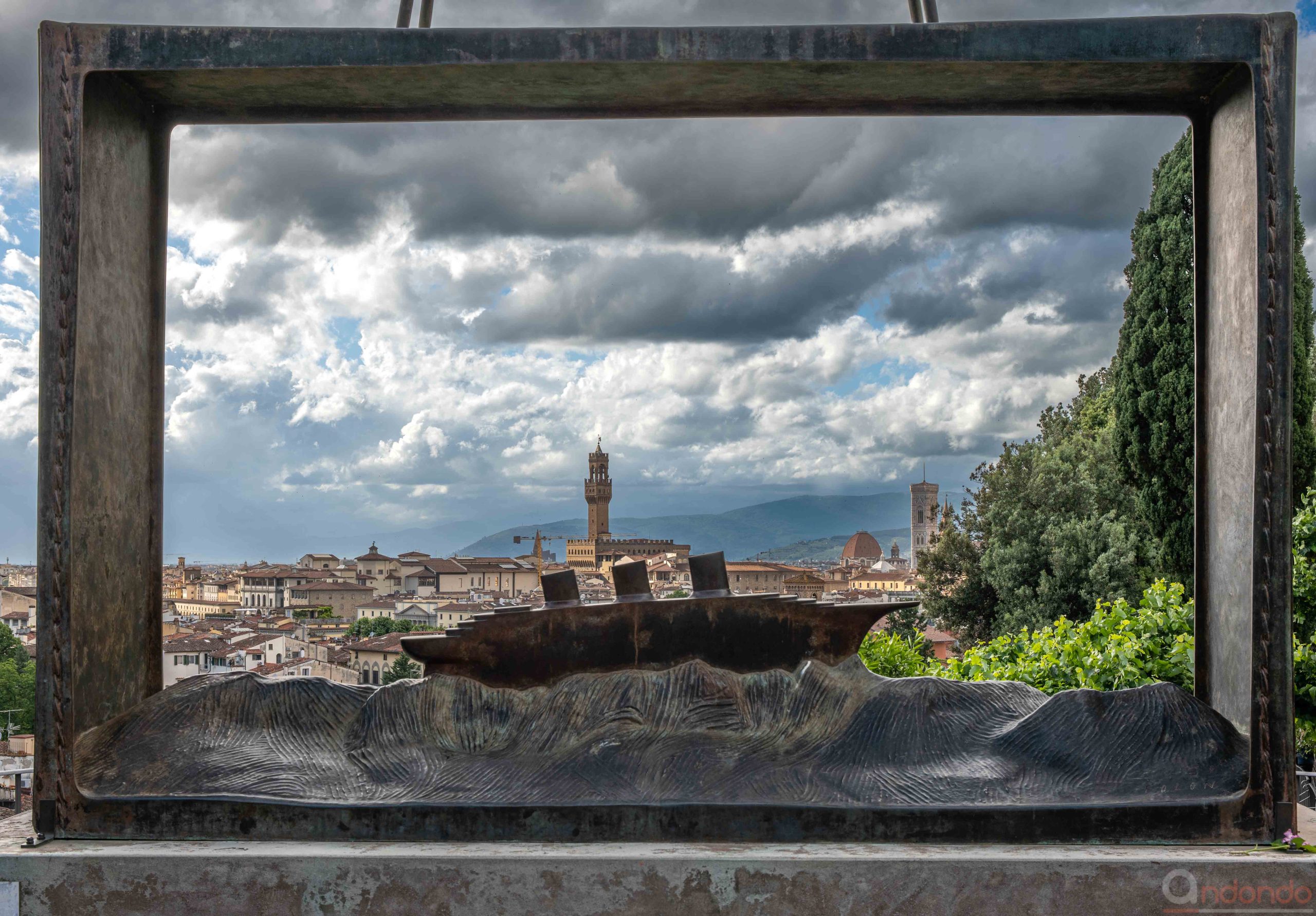 Blick vom Rosengarten auf den Palazzo Vecchio