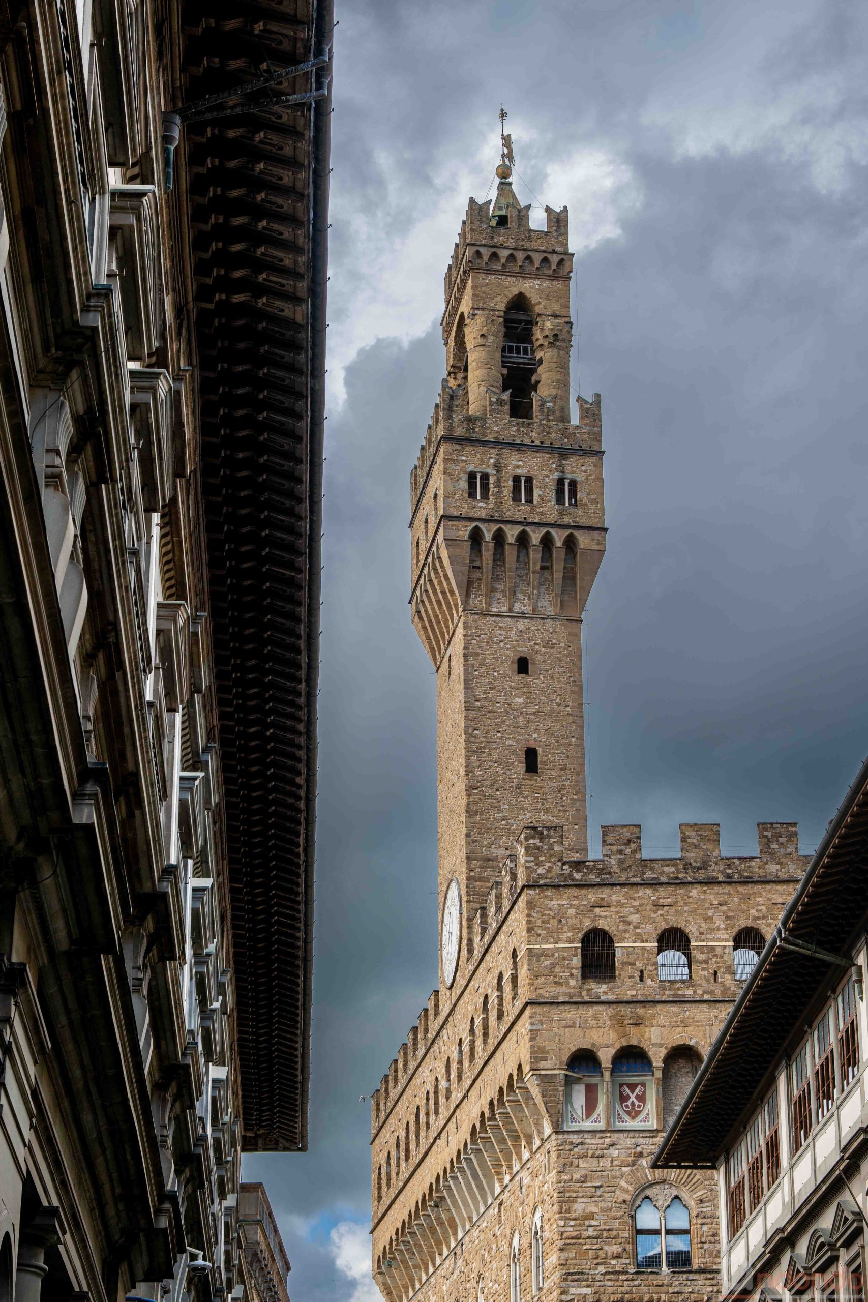 Blick an den Uffizien auf den Palazzo Vecchio